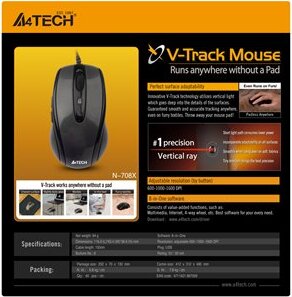 A4Tech V-Track Vezetékes Optikai Egér - Fekete