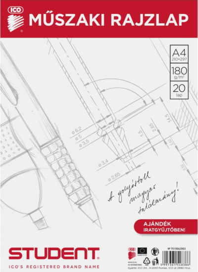 ICO Student A4 20 lapos műszaki rajzlap