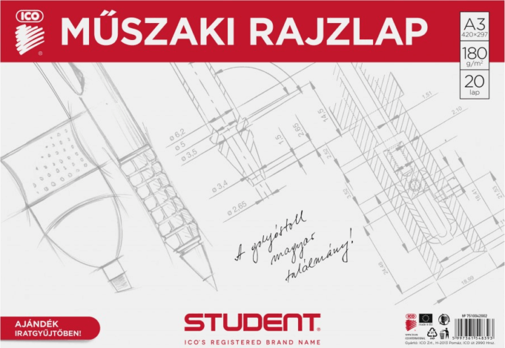 ICO Student 20 lapos A3 műszaki rajzlap ICO Student 20 lapos A3 műszaki rajzlap