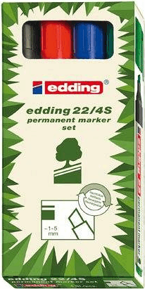 Edding 22 Ecoline 1-5mm permanent marker (4db) - Vegyes színű Edding 22 Ecoline 1-5mm permanent marker (4db) - Vegyes színű