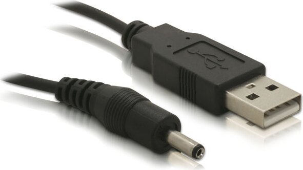 Delock 82377 USB-A apa DC 3.5x1.35 Töltő kábel - Fekete (1.5m)