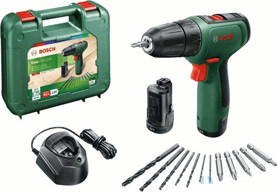 Bosch EasyDrill 1200 2x1,5Ah akkus fúró-csavarozó készlet (Akkuval és töltővel)