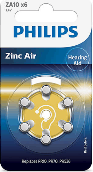Philips ZA10B6A/00 Cink-Levegő Elem Hallókészülékekhez (6db/csomag)