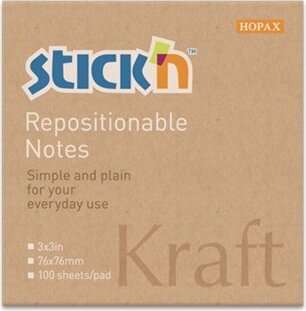 StickN KraftNotes 76x76mm öntapadós natúr jegyzettömb - (100 lap / tömb)