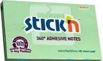 StickN 360° 76x127mm jegyzettömb - Zöld (100 lap / tömb)
