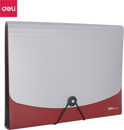 Deli A4 12 rekeszes gumis színes irattartó - Szürke/bordó