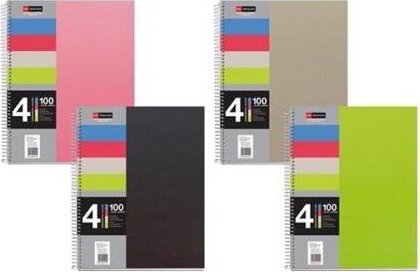 Miquelrius 4x25 lapos A4 PP kockás színes spirálfüzet (ár/db)