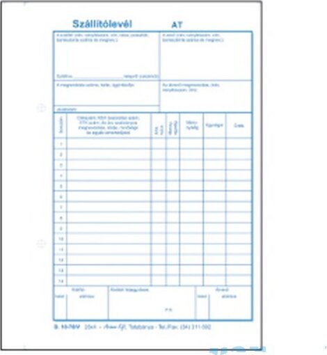 B.10-70/A/V/S A5 25x4 lapos álló szállítólevél tömb B.10-70/A/V/S A5 25x4 lapos álló szállítólevél tömb