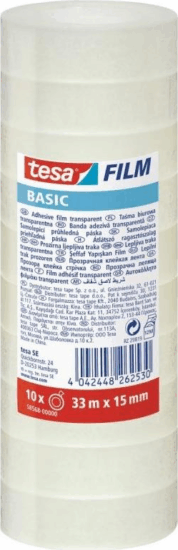 Tesa Basic 33mx15mm átlátszó ragasztószalag 10db/csomag