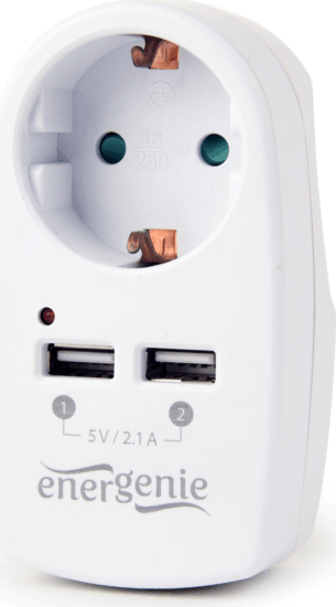 Gembird EG-ACU2-02 hálózati aljzat 2xUSB kimenettel Fehér