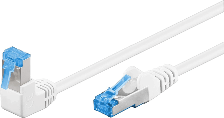 Goobay S/FTP CAT6a 90° Derékszögű Patch kábel 0.5m Fehér