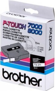 Brother TX211 P-Touch Feliratozógép szalag 6 mm fehér alapon fekete
