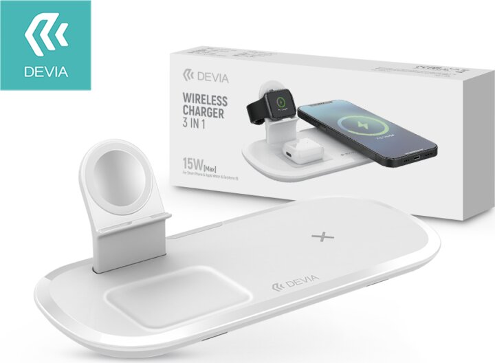 Devia V.5 3in1 Qi Vezeték nélküli töltőállomás (15W)