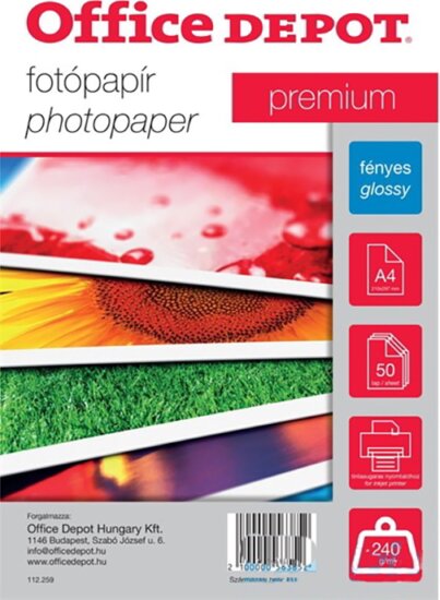 Office Depot OD112259 Premium A4 fényes fotópapír (50 db/csomag)