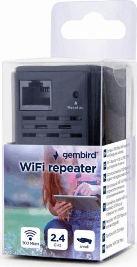 Gembird WNP-RP300-03-BK Wi-Fi repeater Fekete