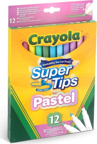 Crayola Super Tips pasztell filctoll készlet - Vegyes színek (12 db / csomag)