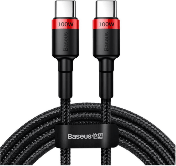 Baseus Cafule USB-C apa - USB-C apa Adat és töltőkábel 2m - Fekete-piros Baseus Cafule USB-C apa - USB-C apa Adat és töltőkábel 2m - Fekete-piros