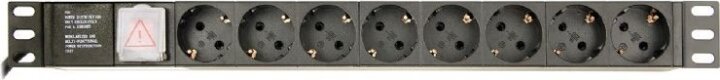 Gembird 220V RACK hálózati elosztó kapcsolóval 8 aljzatos 3.0m - Fekete