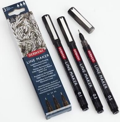 Derwent Line Marker Tűfilc szett - Fekete (3 db / csomag)