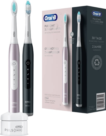 Oral-B Pulsonic Slim Luxe 4900 Elektromos fogkefe (2db) Fekete/Rózsaszín
