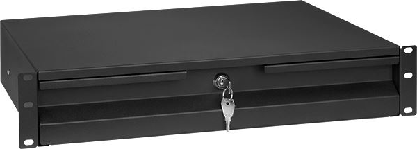 Stalflex RD19-2U-B 19" Zárható fekete rack fiók 2U - Fekete