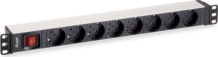 Equip 333293 8 aljzatos elosztó kapcsolóval 1.8m - Fekete/Ezüst