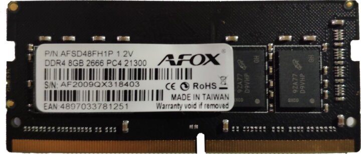 AFOX 8GB / 2666 DDR4 Notebook RAM