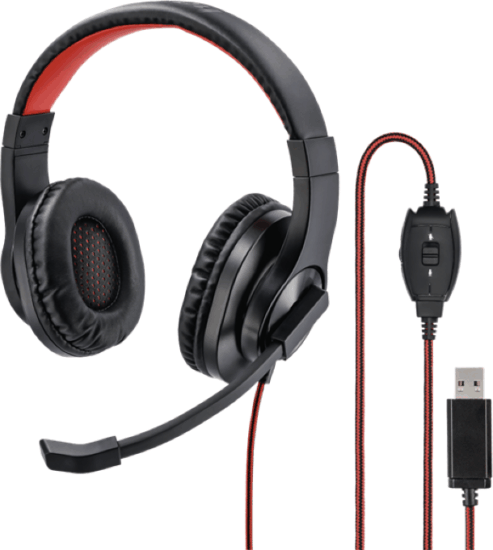 Hama HS-USB400 Headset - Fekete/Piros Hama HS-USB400 Headset - Fekete/Piros
