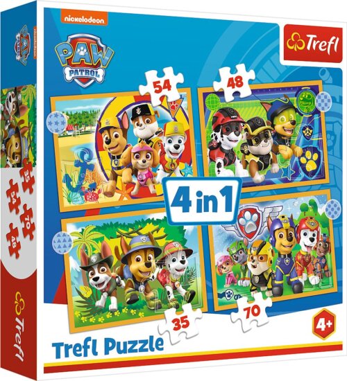 Trefl Mancs Őrjárat vakáción - 4 az 1-ben puzzle 35, 48, 54, 70 darabos
