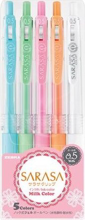 Zebra Sarasa Clip Milk Nyomógombos zselés toll készlet - 0.33mm / Vegyes színek (5db) Zebra Sarasa Clip Milk Nyomógombos zselés toll készlet - 0.33mm / Vegyes színek (5db)