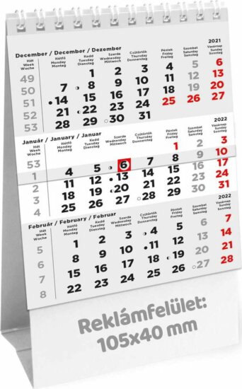 Toptimer 105 x 135mm 2022 Asztali speditőr naptár - Fehér