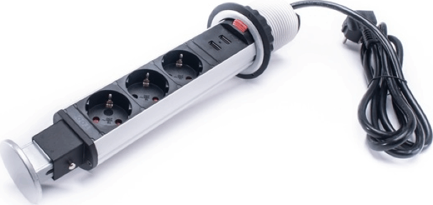 TOO PPS-304-3S 3 aljzatos asztalba süllyeszthető elosztó 1,8m - Fehér