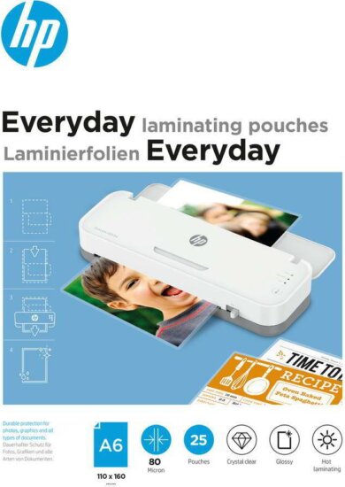 HP Inc. Everyday 80 mikron A6 fényes lamináló fólia (25 db / csomag)