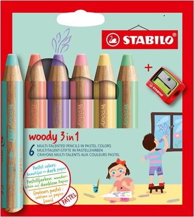 Stabilo Woody 3 in 1 Pastel színes ceruza készlet (6 db / csomag)