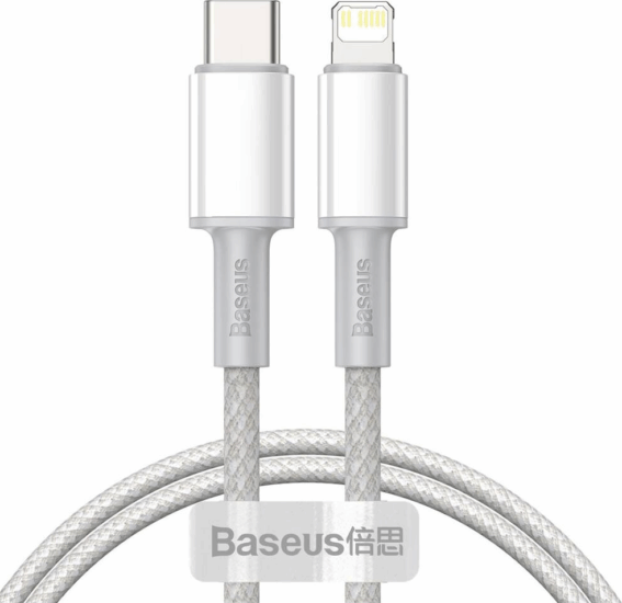 Baseus High Density Braided Fast Charging Cable USB-C apa 2.0 - Lightning apa Adat és töltőkábel - Fehér (1m)
