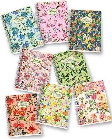 Pigna Nature Flowers 60 lapos A5 kockás spirálfüzet többfajta