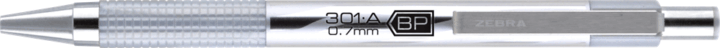 Zebra F-301A Nyomógombos golyóstoll ezüst - 0.24mm / Kék Zebra F-301A Nyomógombos golyóstoll ezüst - 0.24mm / Kék