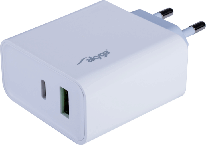 Akyga AK-CH-14 Hálózati USB-C + USB-A töltő - Fehér (45W)
