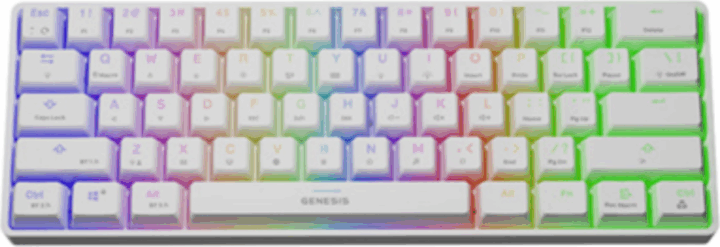 Natec Genesis THOR 660 RGB Mechanikus (Red Switch) Wireless/USB Gaming Billentyűzet (Fehér) - Angol (US)