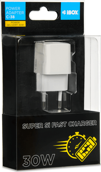iBox ILUC38W Super Si Fast Charger Hálózati USB-C töltő - Fehér (30W) iBox ILUC38W Super Si Fast Charger Hálózati USB-C töltő - Fehér (30W)