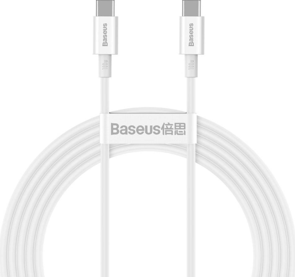 Baseus Superior Series USB-C apa - USB-C apa 2.0 Adat és töltőkábel - Fehér (2m)