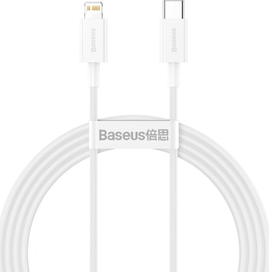 Baseus Superior Series USB-C apa 2.0 - Lightning apa Adat és töltőkábel - Fehér (1.5m)