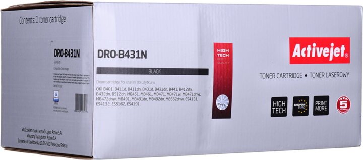 ActiveJet DRO-B431N (OKI 44574302) Dobegység Fekete ActiveJet DRO-B431N (OKI 44574302) Dobegység Fekete