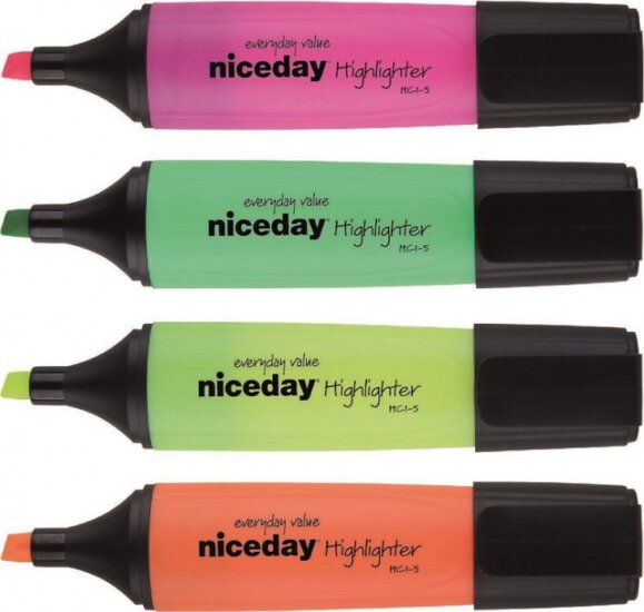 Niceday 1-5mm Szövegkiemelő készlet - Vegyes színek (4 db / csomag)