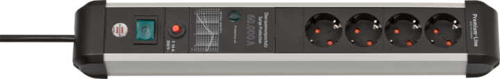 Brennenstuhl Premium-Protect-Line 230V Túlfeszültség védő elosztó 4 aljzatos 3m Fekete/Ezüst