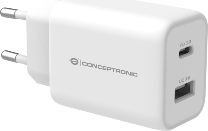 Conceptronic ALTHEA11W Hálózati USB-C / USB-A töltő - Fehér (33W)