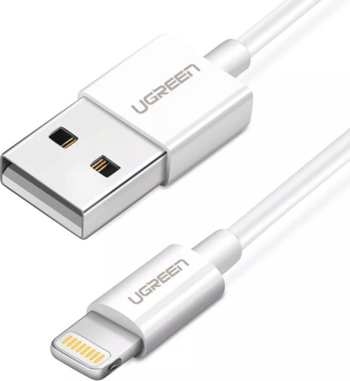 Ugreen 20728 USB-A apa 2.0 - Lightning apa iPhone töltőkábel - Fehér (1m)
