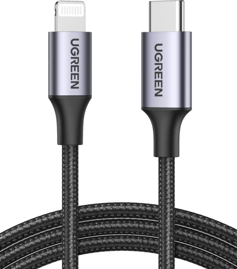 Ugreen 60759 USB-C apa 2.0 - Lightning apa Adat és töltőkábel - Fekete (1m)