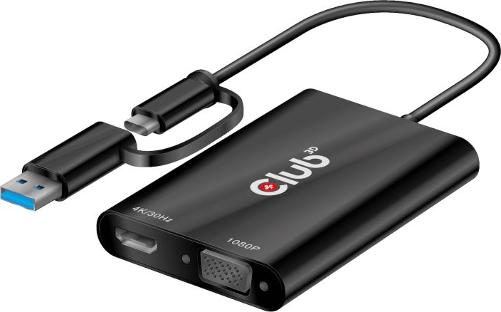 Club3D CSV-1611 USB-C/USB-A apa - HDMI/VGA anya Adapter Club3D CSV-1611 USB-C/USB-A apa - HDMI/VGA anya Adapter