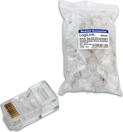 LogiLink MP0020 RJ45 UTP Cat5 csatlakozó dugasz (100db / csomag)